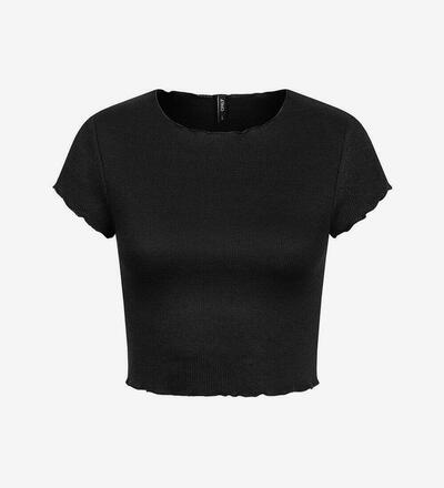 Produktbild fr 'Damen Ribbed Crop Top T-Shirt mit Wellendetails am Saum'