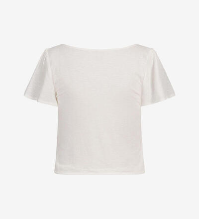Produktbild fr 'Damen Cropped Shirt mit Deko Knopfleiste und Frill rmeln'